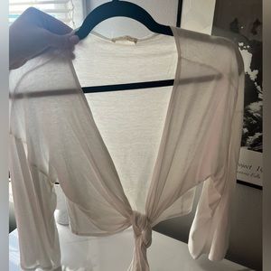 Flowing White top with Flare Sleeves, size L